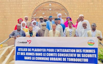 Atelier de plaidoyer s’est tenu dans la salle de réunion de la mairie de Tombouctou, visant à promouvoir l’intégration des femmes et des jeunes au sein du comité consultatif de sécurité de la commune urbaine